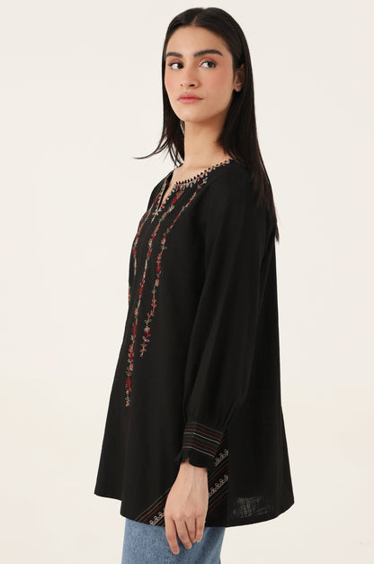 Stitched 1 Piece Embroidered Cotton Slub Top