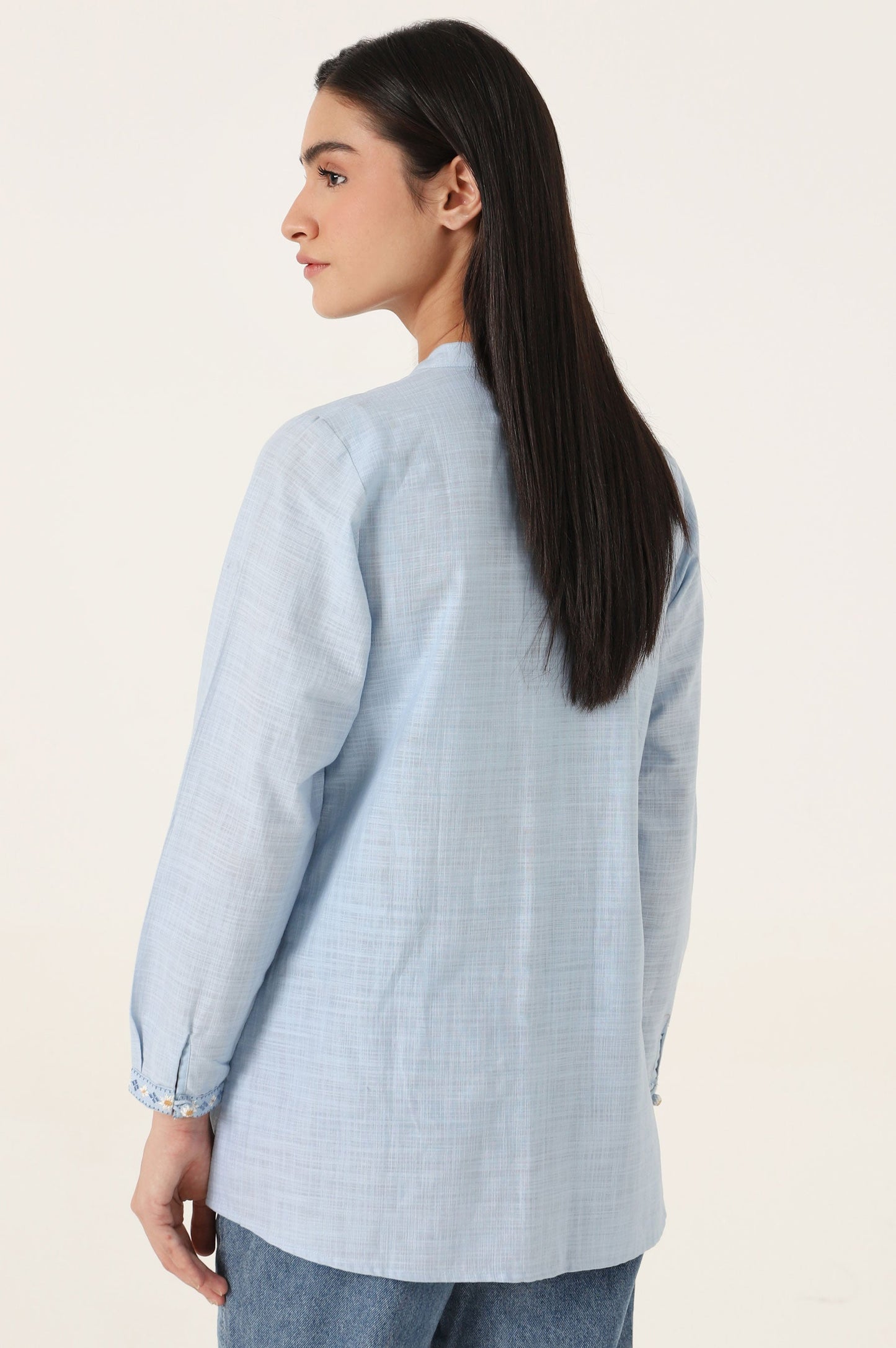 Stitched 1 Piece Embroidered Cotton Slub Top