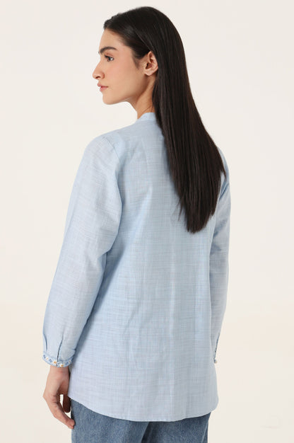 Stitched 1 Piece Embroidered Cotton Slub Top