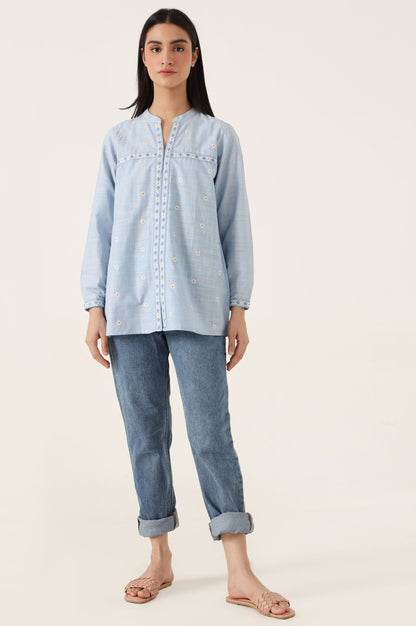 Stitched 1 Piece Embroidered Cotton Slub Top