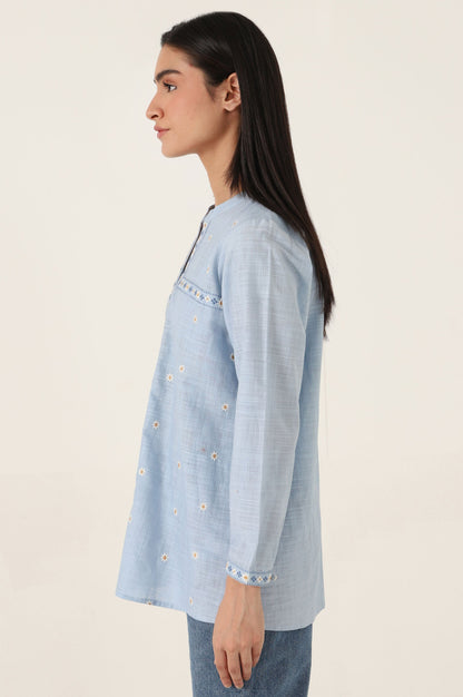 Stitched 1 Piece Embroidered Cotton Slub Top