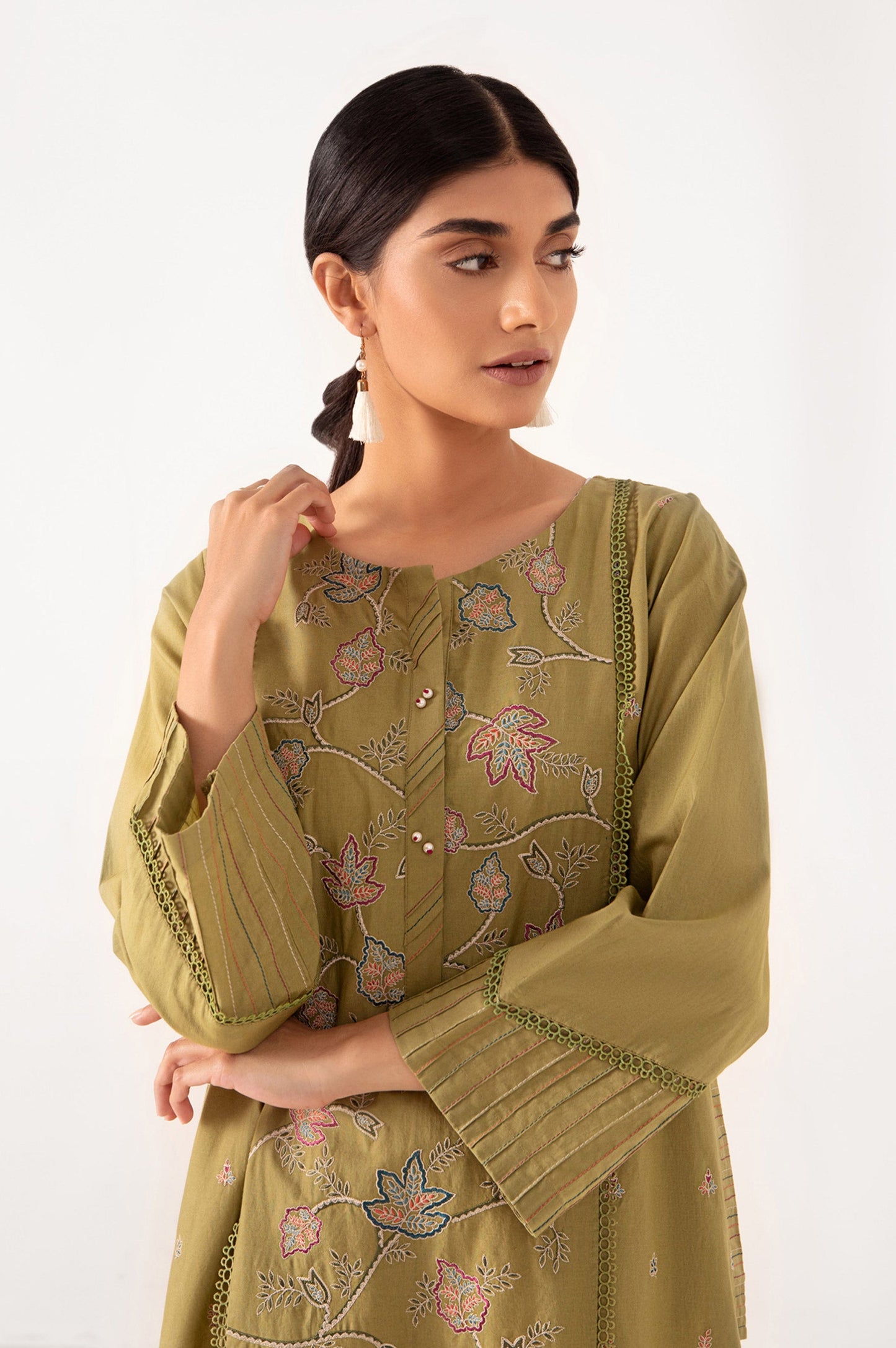 Stitched 1 Piece Embroidered Cambric Shirt