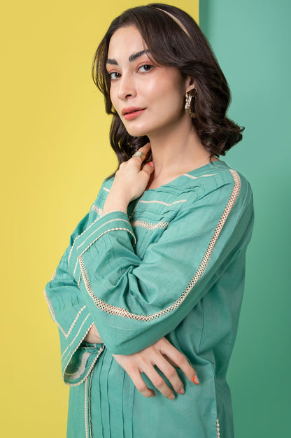 Stitched 1 Piece Embellished Cambric Shirt