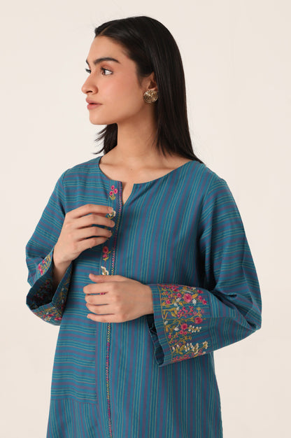 Stitched 1 Piece Embroidered Yarn Dyed Shirt