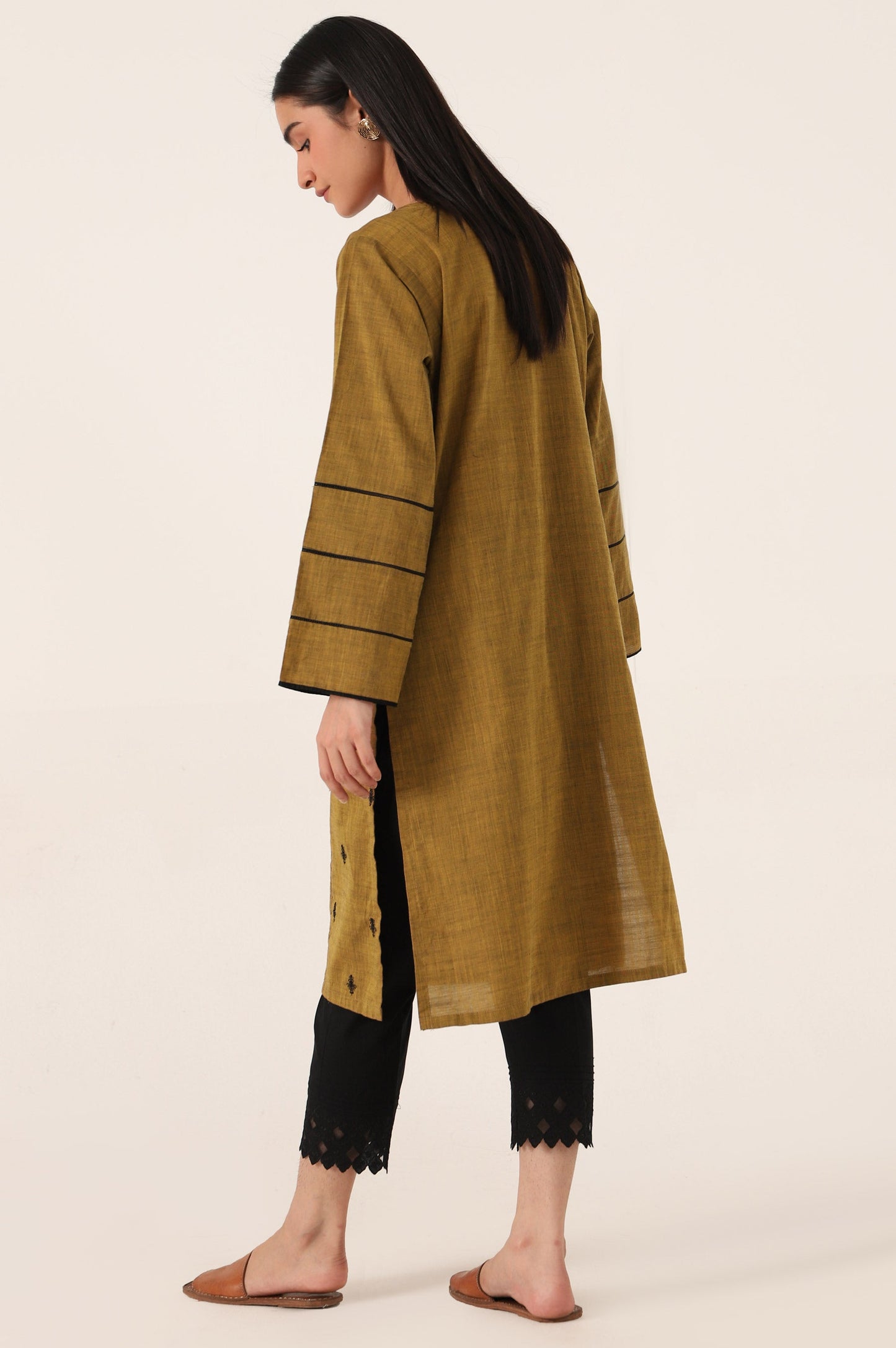 Stitched 1 Piece Embroidered Yarn Dyed Shirt