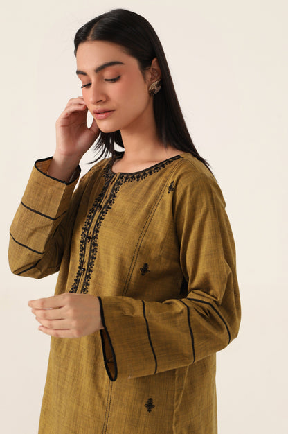 Stitched 1 Piece Embroidered Yarn Dyed Shirt