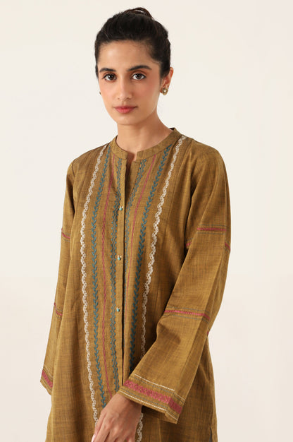 Stitched 1 Piece Embroidered Yarn Dyed Shirt