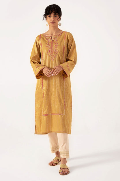 Stitched 1 Piece Embroidered Zari Lines Shirt