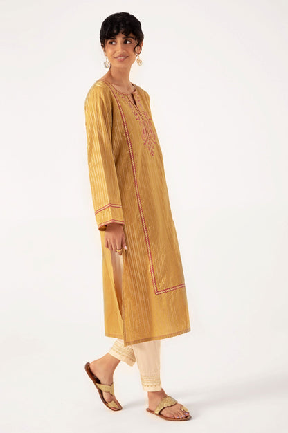 Stitched 1 Piece Embroidered Zari Lines Shirt
