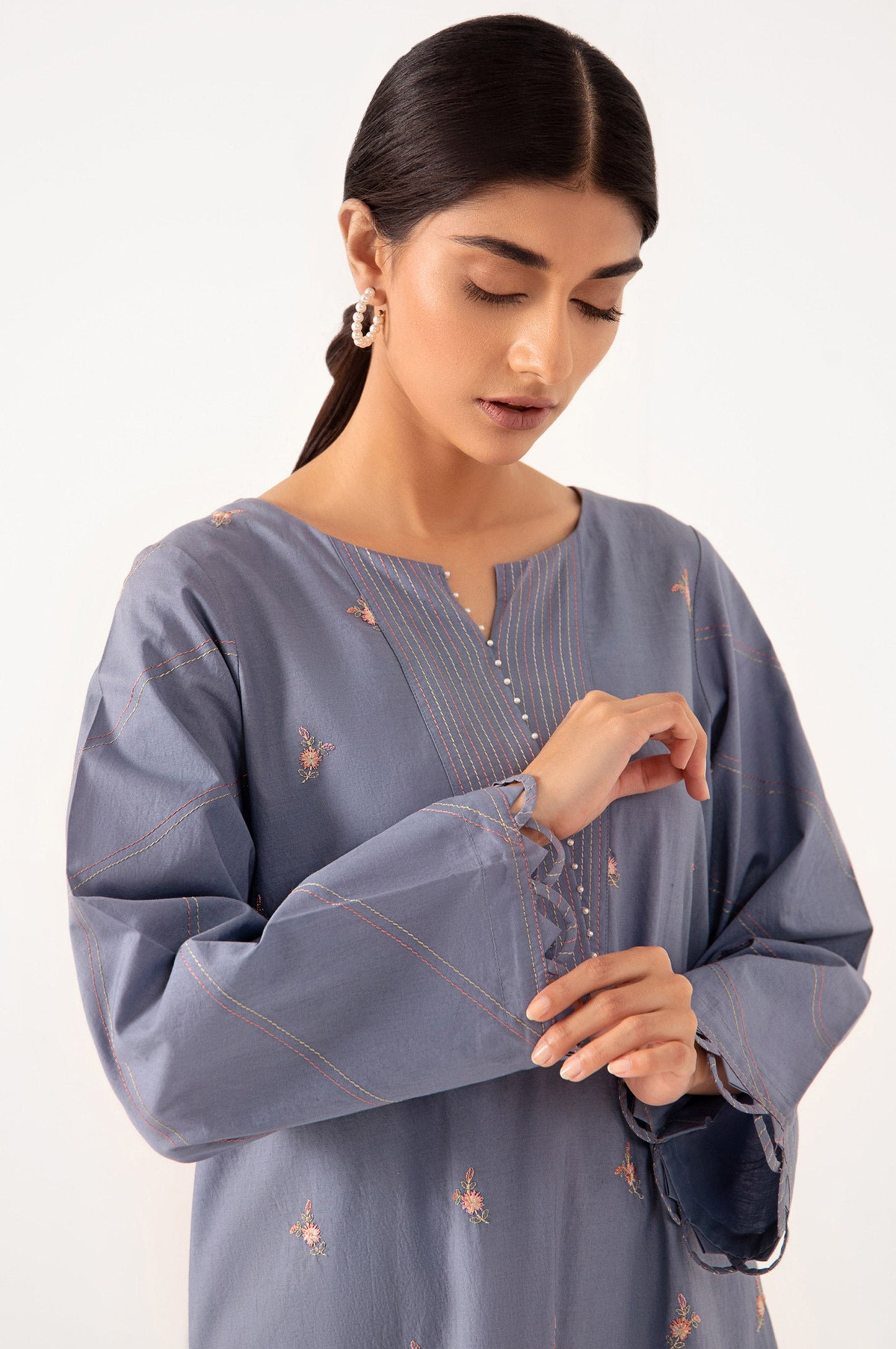 Stitched 1 Piece Embroidered Cambric Shirt