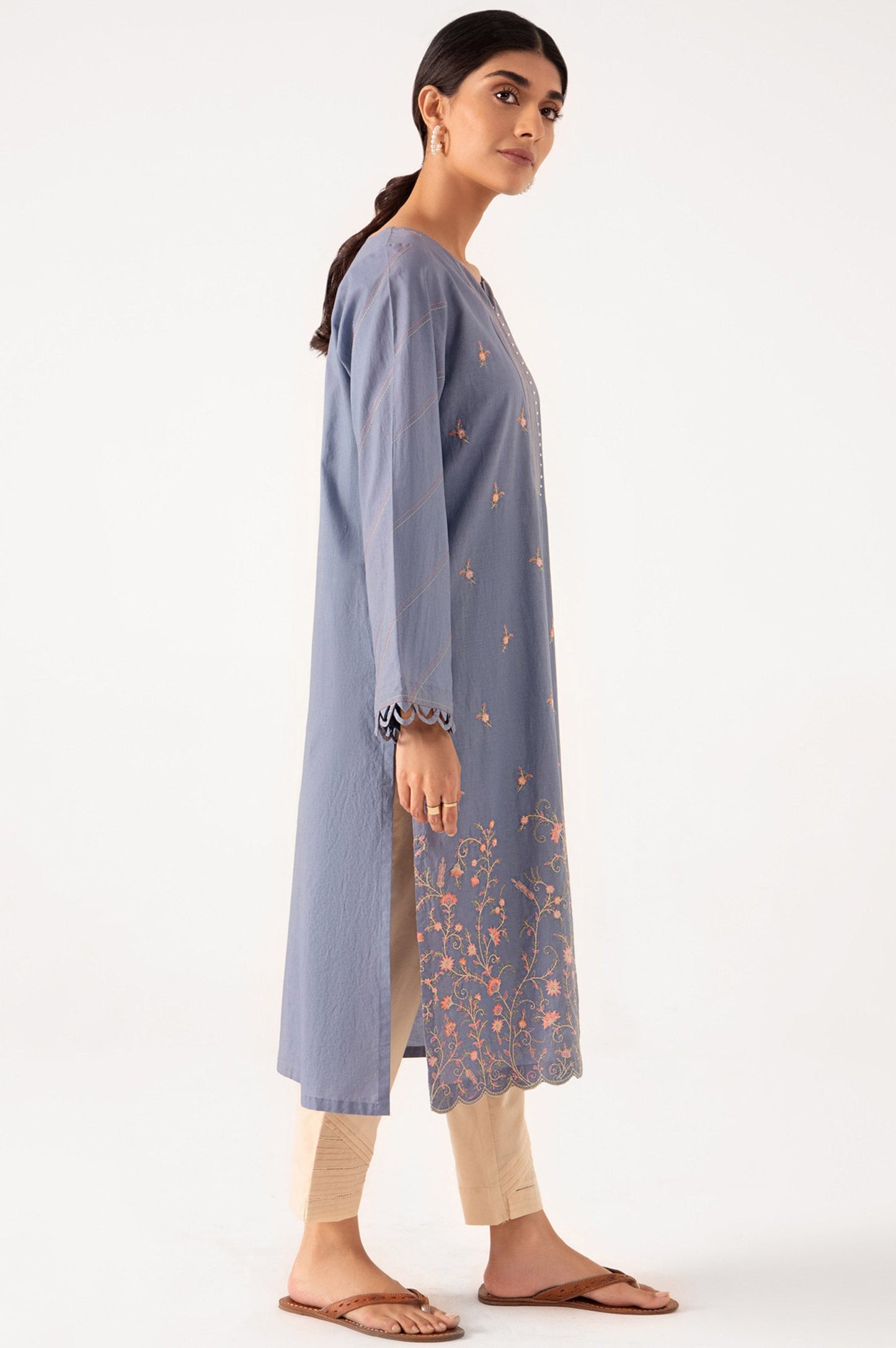 Stitched 1 Piece Embroidered Cambric Shirt