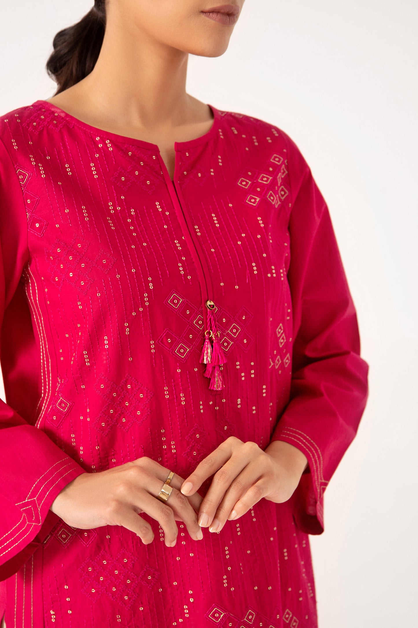 Stitched 1 Piece Embroidered Cambric Shirt