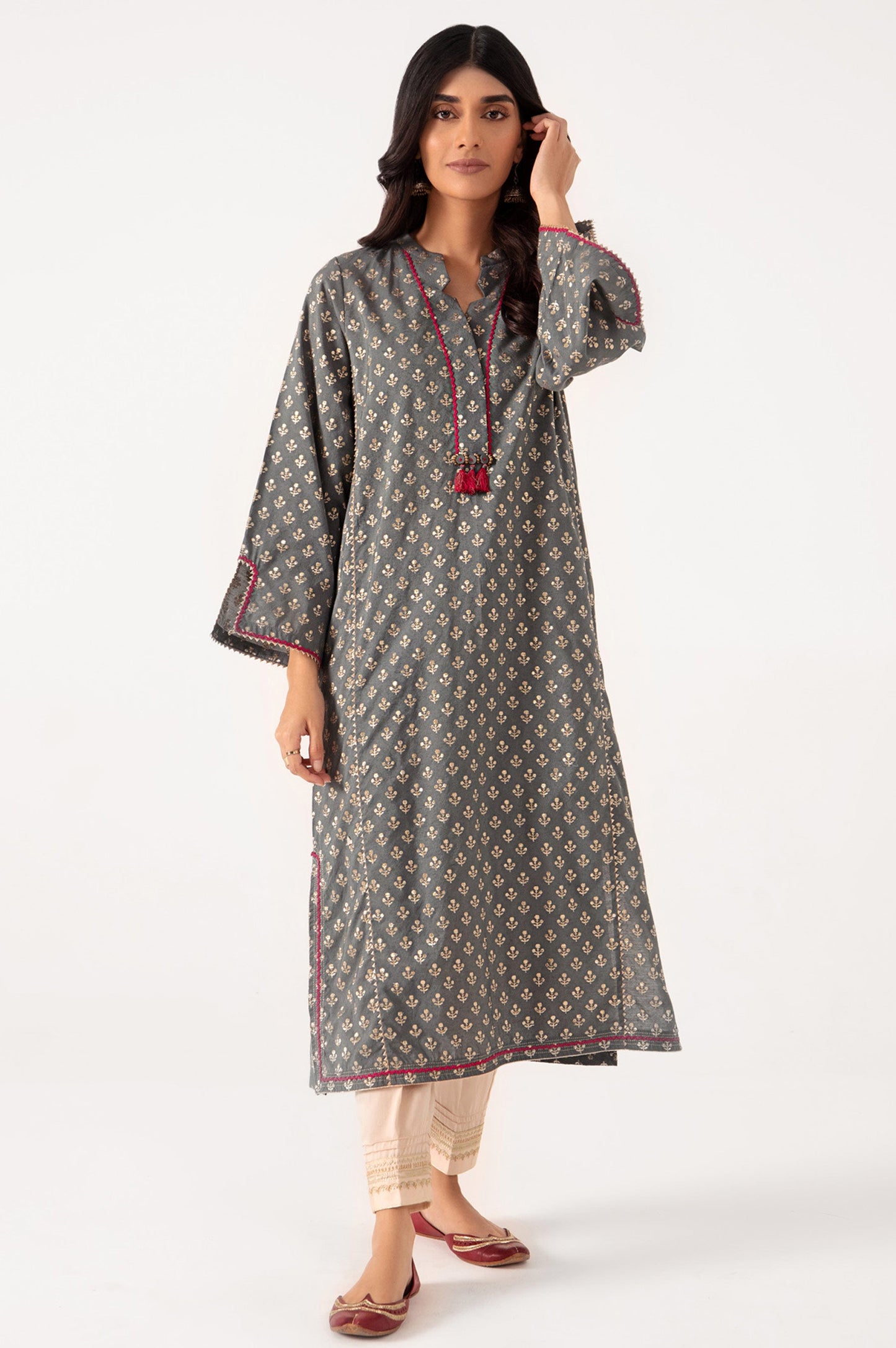 Stitched 1 Piece Embellished Jacquard Shirt