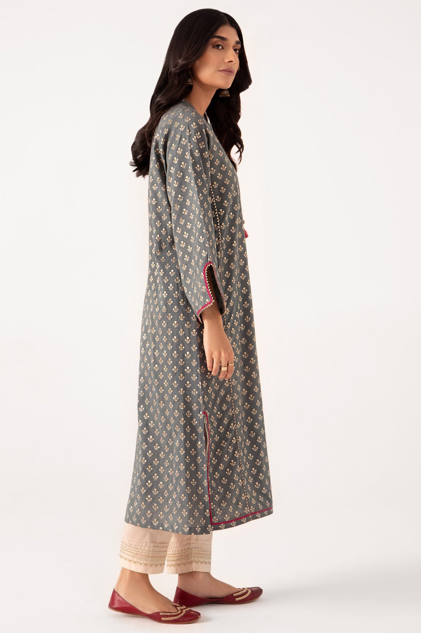 Stitched 1 Piece Embellished Jacquard Shirt