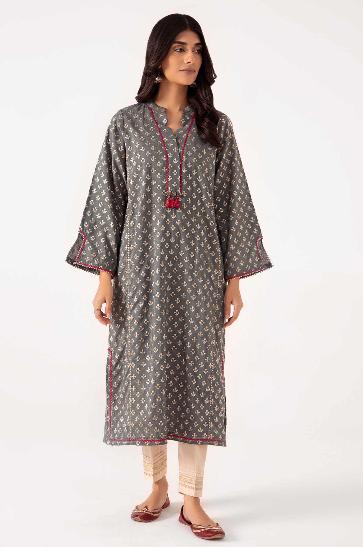 Stitched 1 Piece Embellished Jacquard Shirt