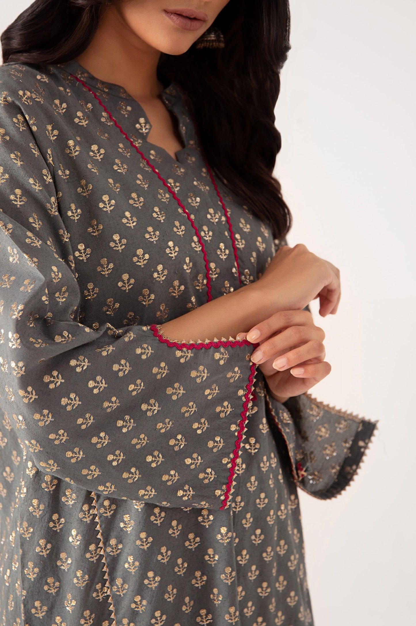 Stitched 1 Piece Embellished Jacquard Shirt