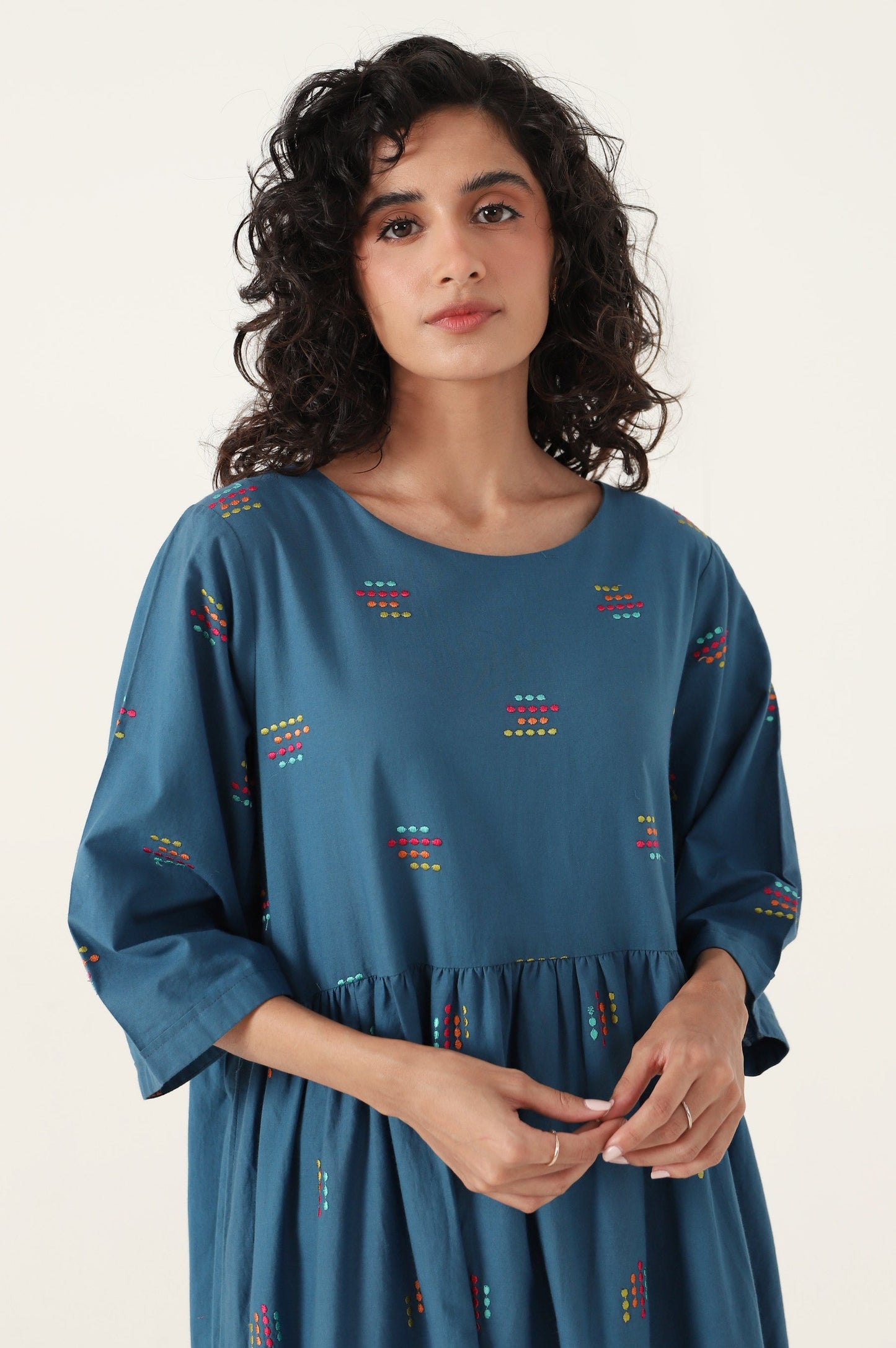 Stitched 1 Piece Embroidered Cambric Dress