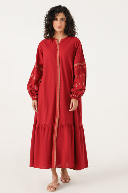 Stitched 1 Piece Embroidered Cambric Dress