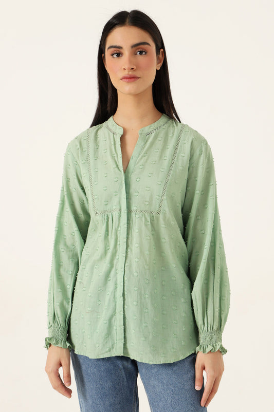 Stitched 1 Piece Embellished Brochia Shirt