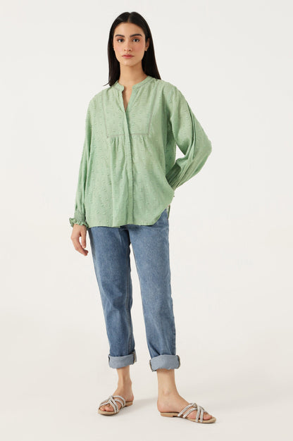 Stitched 1 Piece Embellished Brochia Shirt