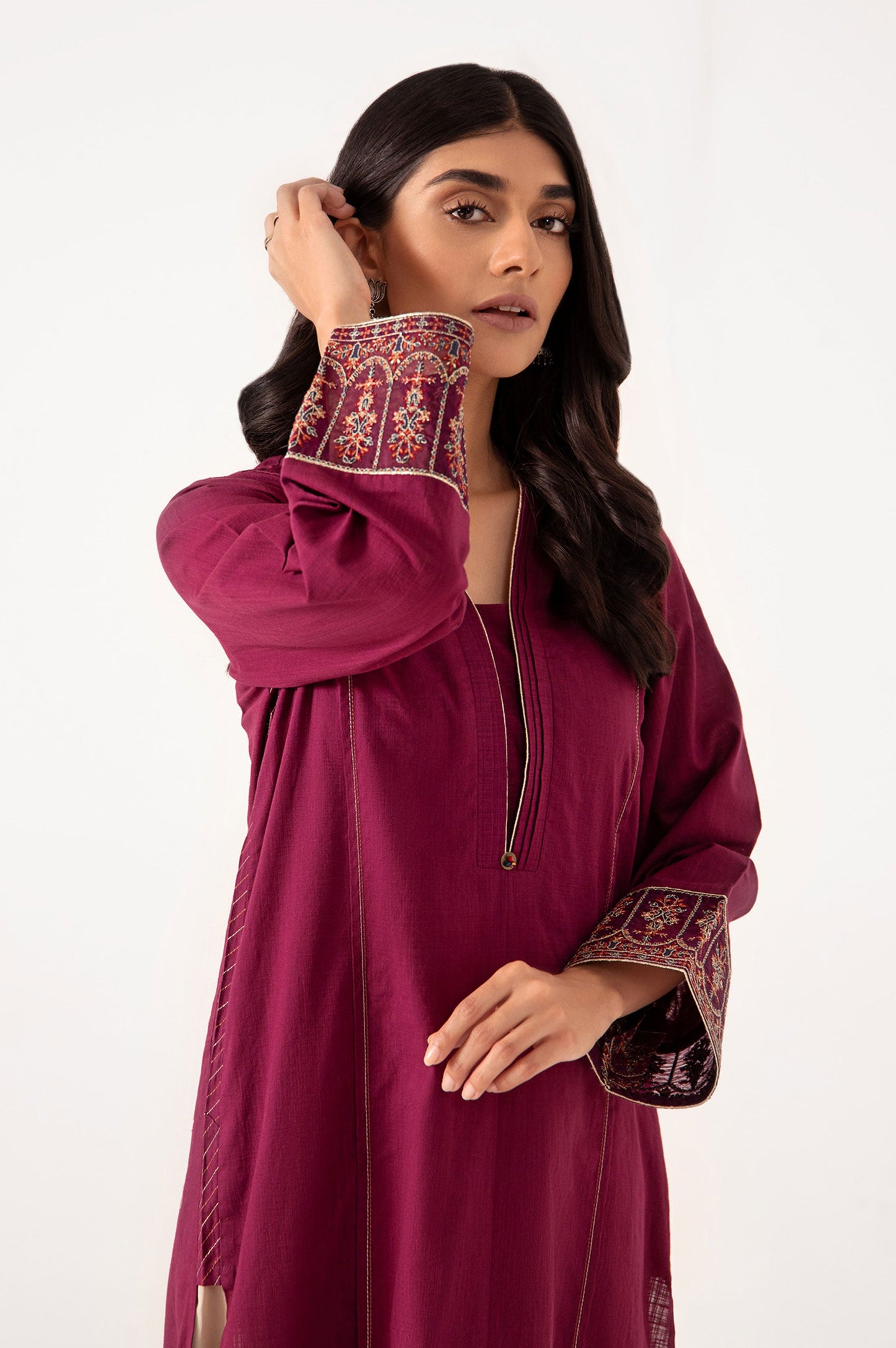 Stitched 1 Piece Embroidered Dobby Shirt