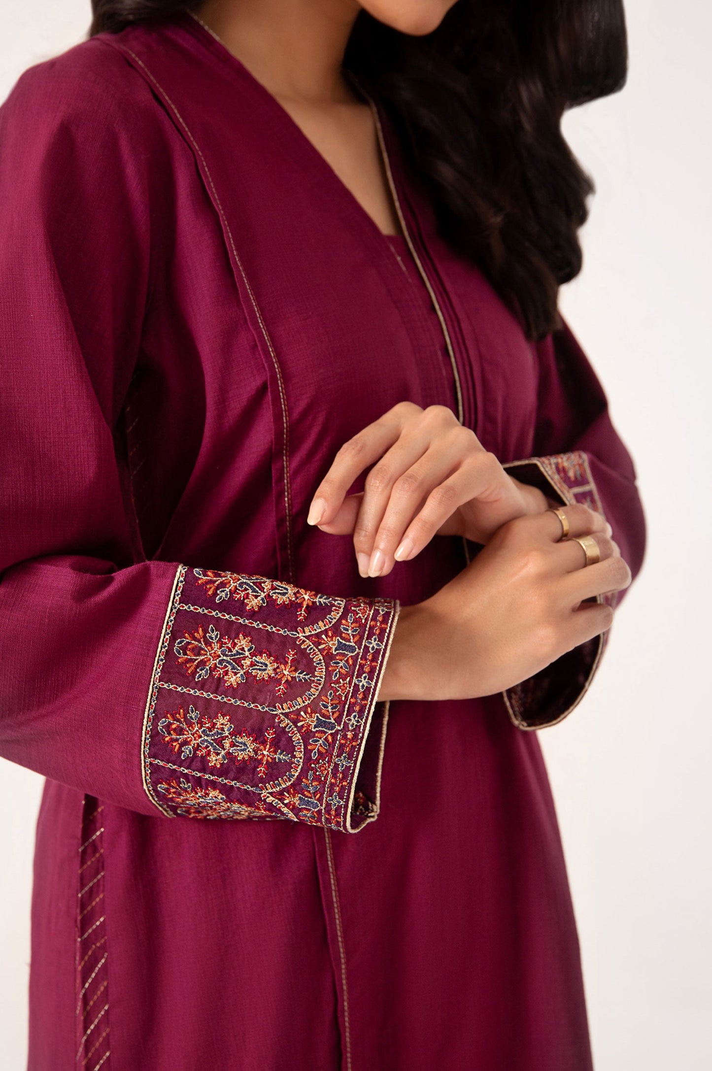 Stitched 1 Piece Embroidered Dobby Shirt