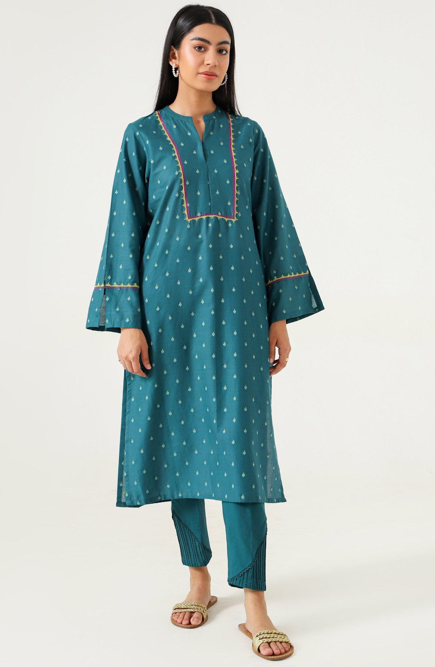 Stitched 1 Piece Embroidered Jacquard Shirt