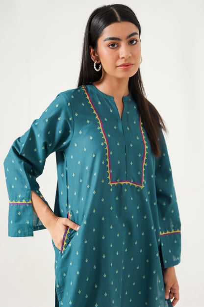 Stitched 1 Piece Embroidered Jacquard Shirt