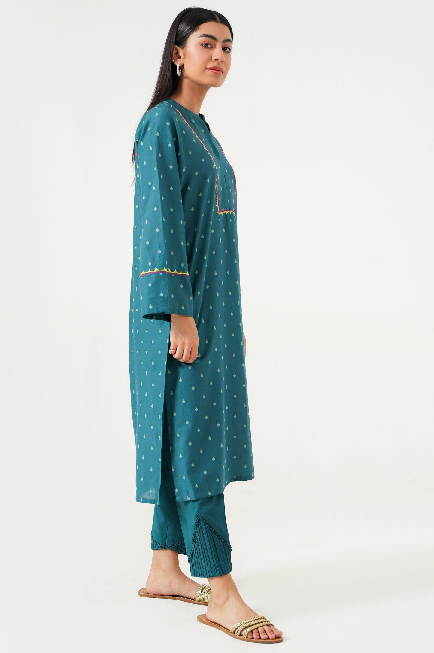 Stitched 1 Piece Embroidered Jacquard Shirt