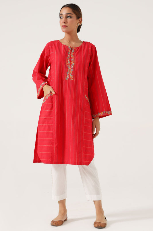 Stitched 1 Piece Embroidered Yarn Dyed Shirt