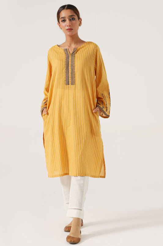 Stitched 1 Piece Embroidered Yarn Dyed Shirt