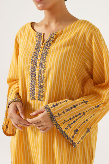 Stitched 1 Piece Embroidered Yarn Dyed Shirt