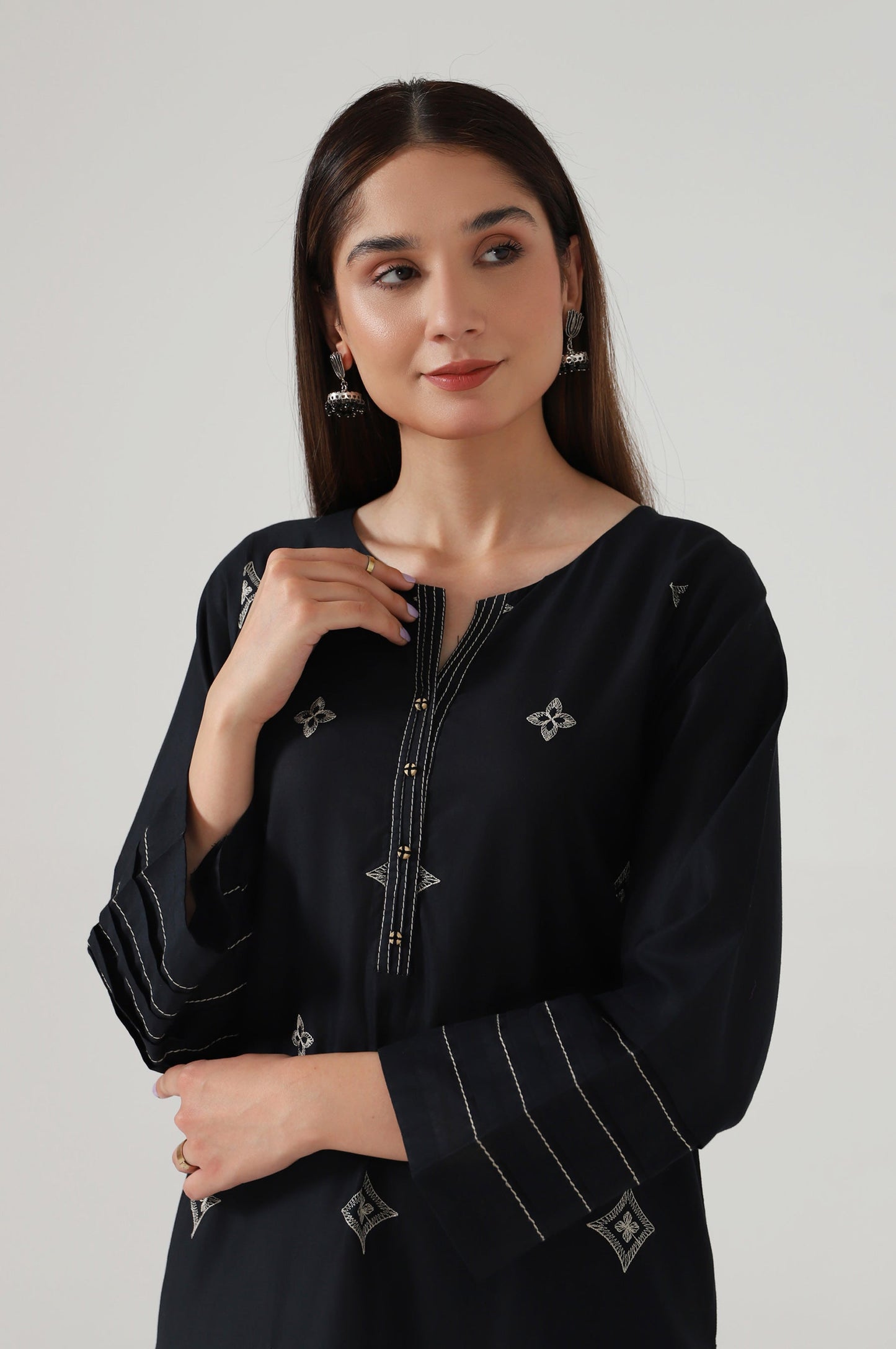 Stitched 1 Piece Embroidered Cambric Shirt