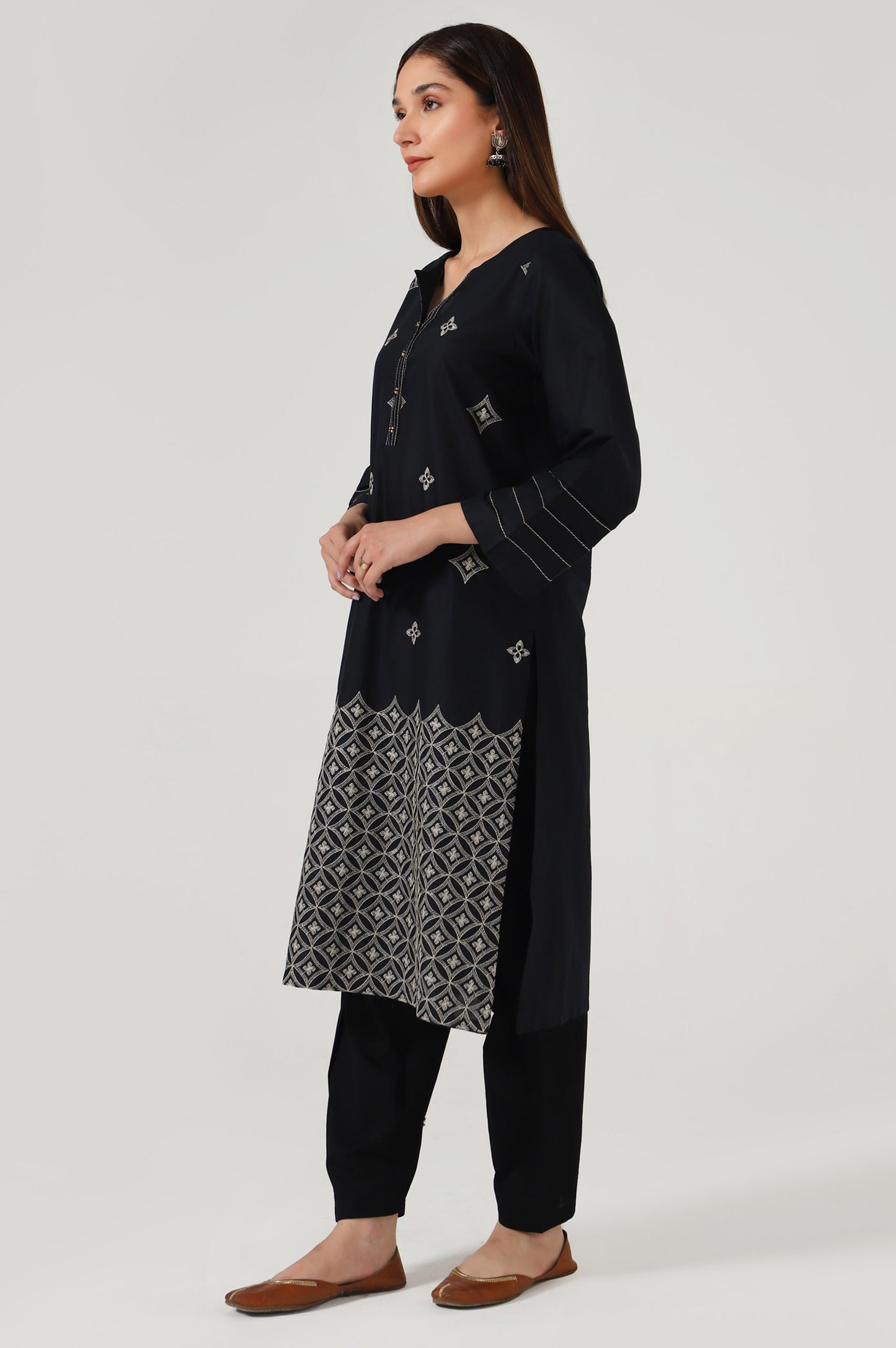 Stitched 1 Piece Embroidered Cambric Shirt