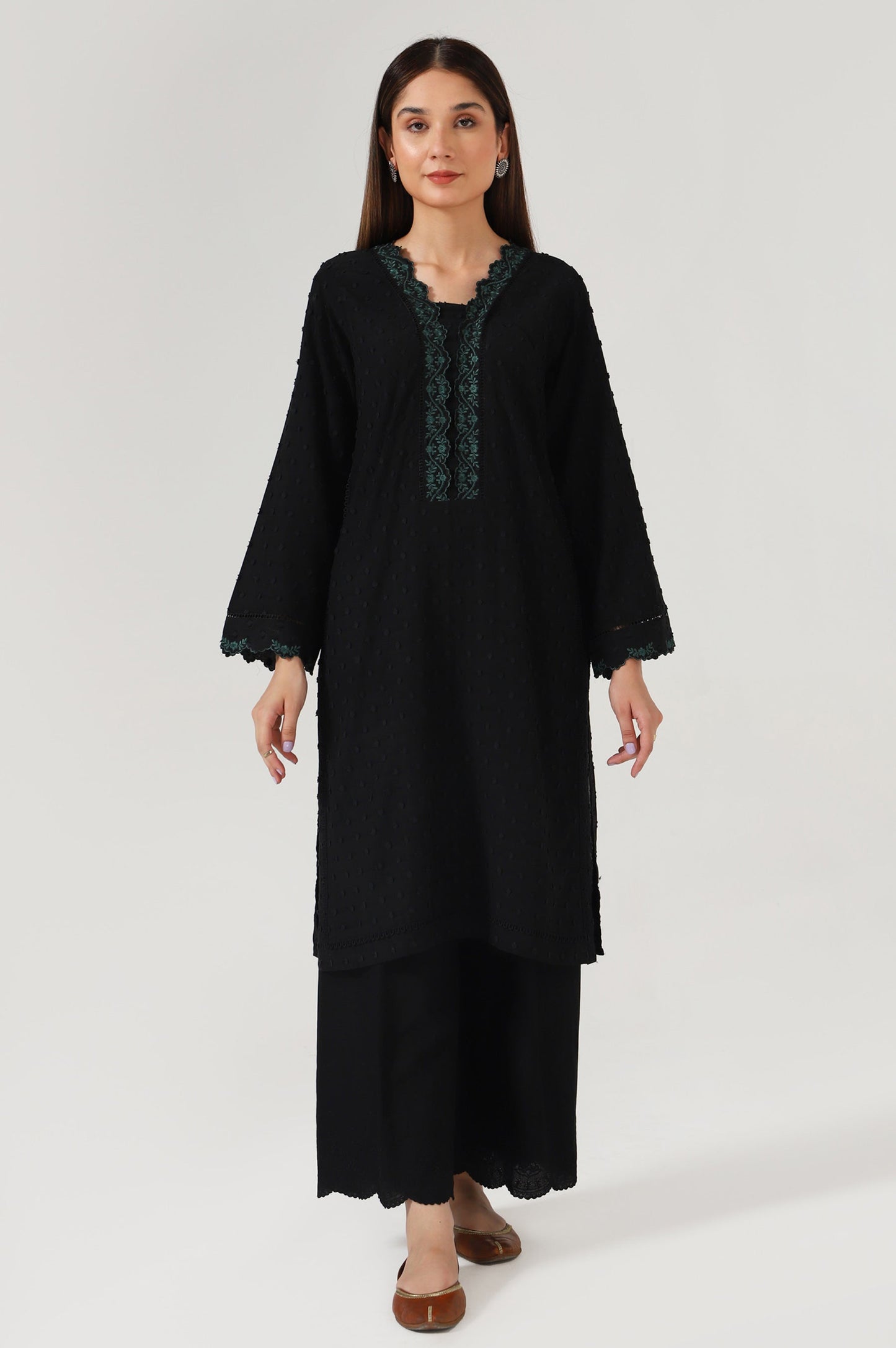 Stitched 1 Piece Embroidered Brochia Shirt