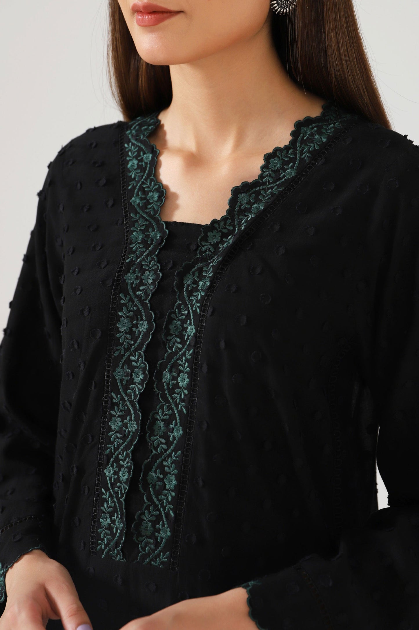 Stitched 1 Piece Embroidered Brochia Shirt