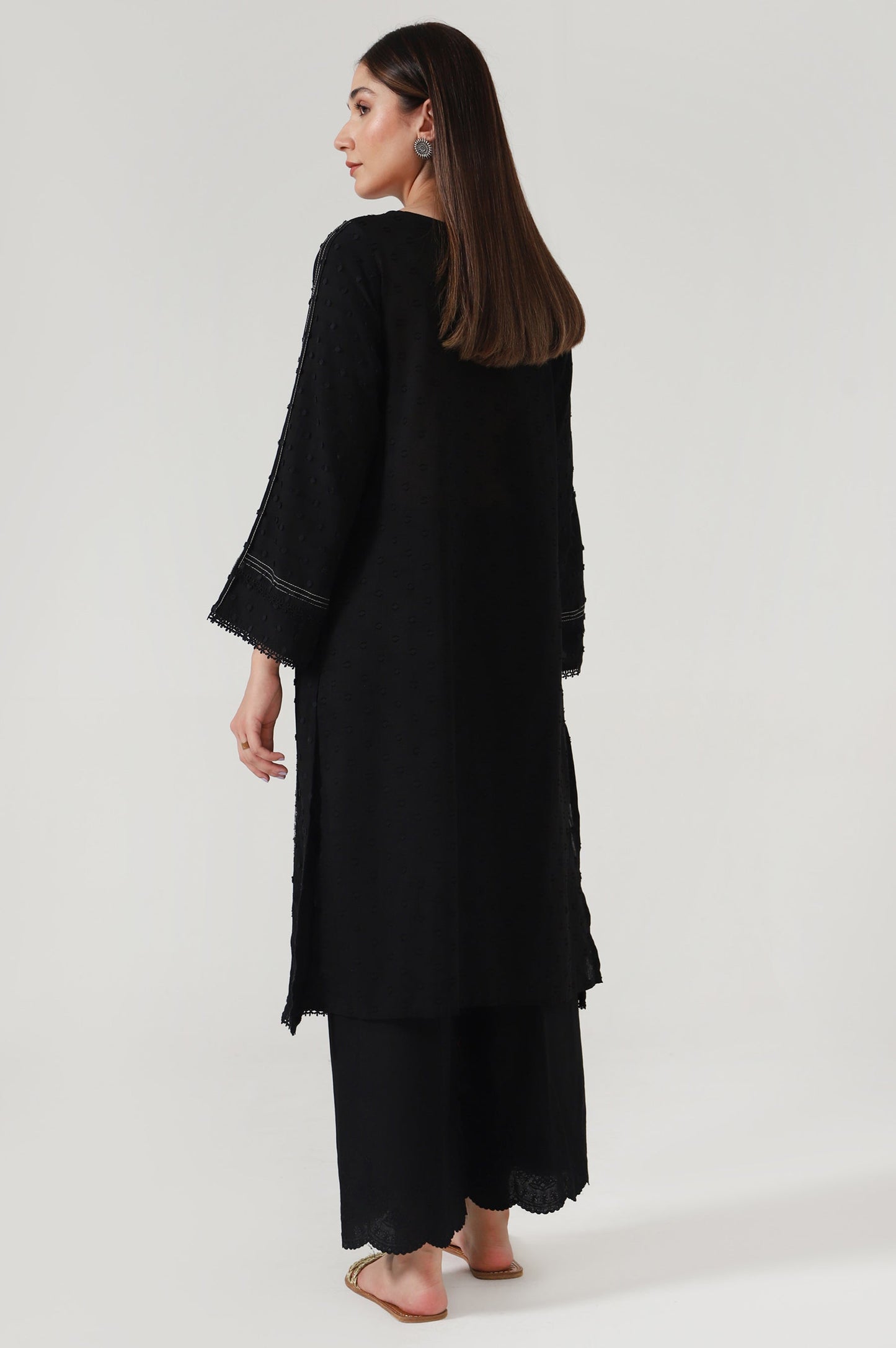 Stitched 1 Piece Embroidered Brochia Suit