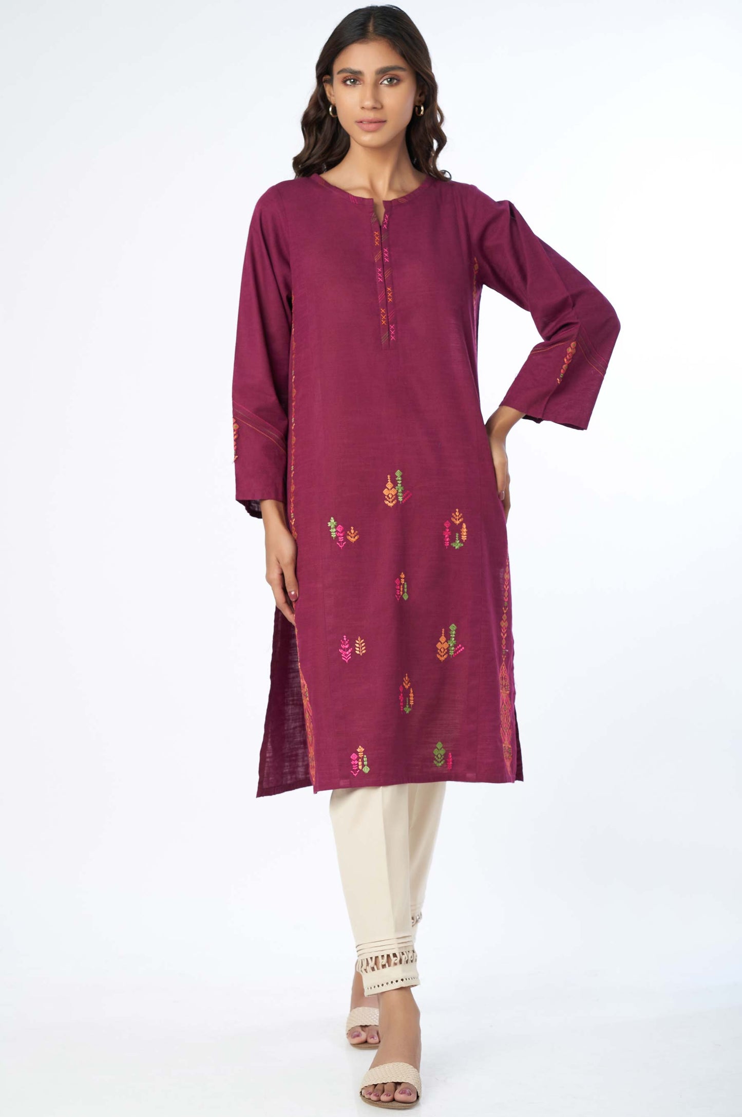 Stitched 1 Piece Embroidered Khaddar Shirt