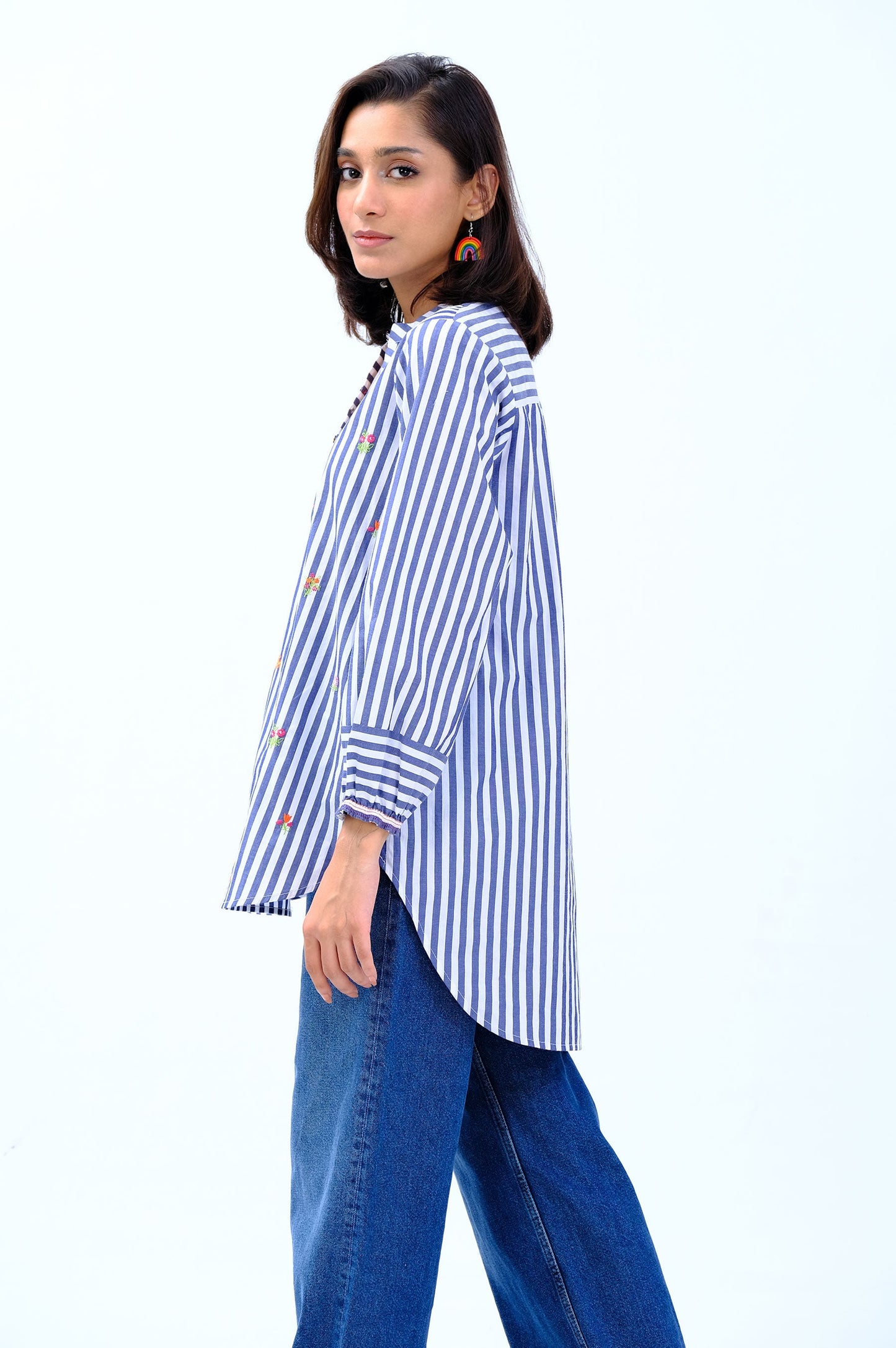 Stitched 1 Piece Embroidered Yarn Dyed Fusion Top