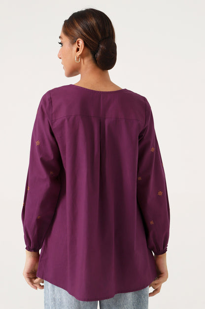 Stitched 1 Piece Embroidered Cambric Fusion Top