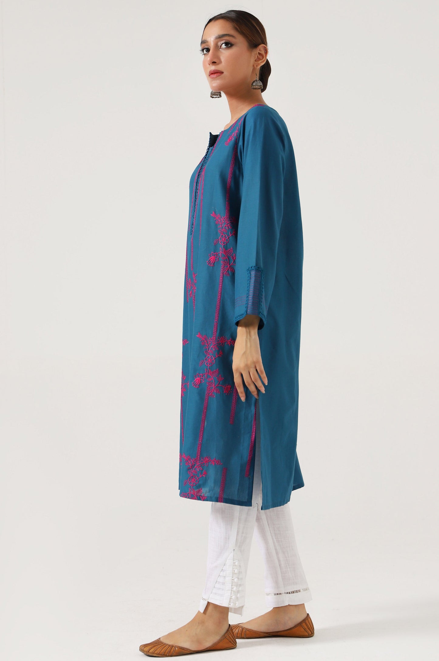 Stitched 1 Piece Embroidered Cambric Shirt