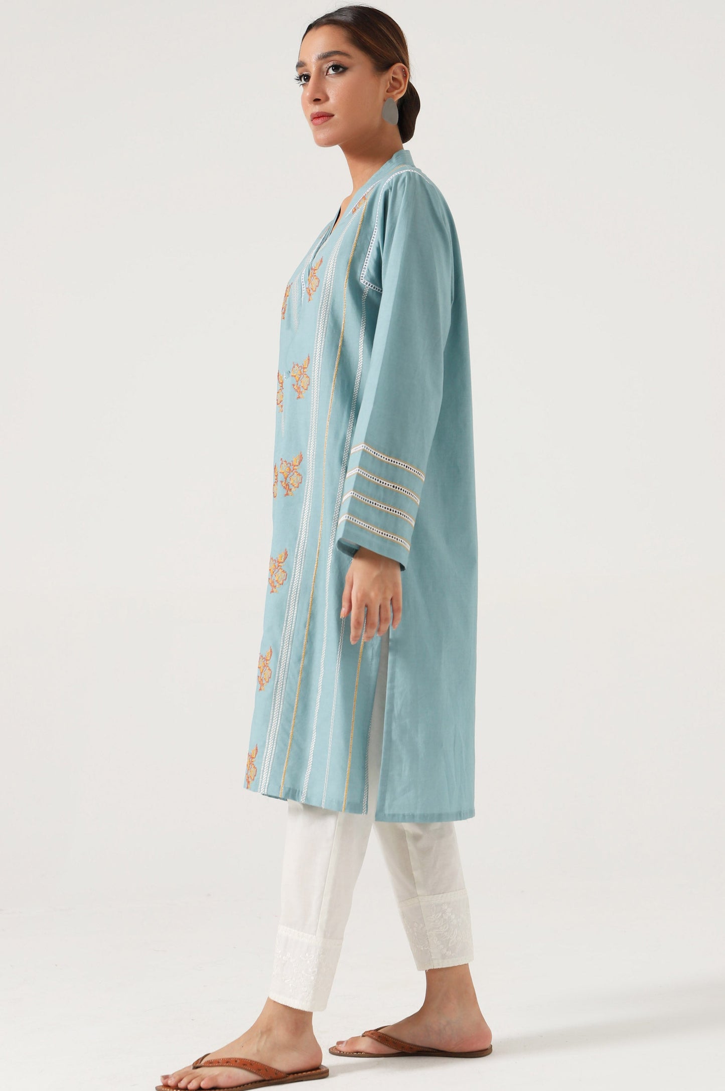 Stitched 1 Piece Embroidered Cambric Shirt