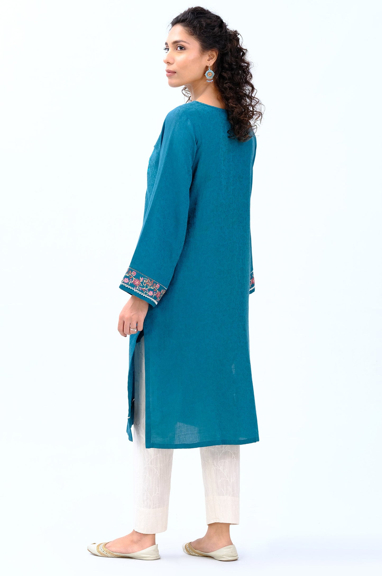 Stitched 1 piece Satin Jacquard Shirt