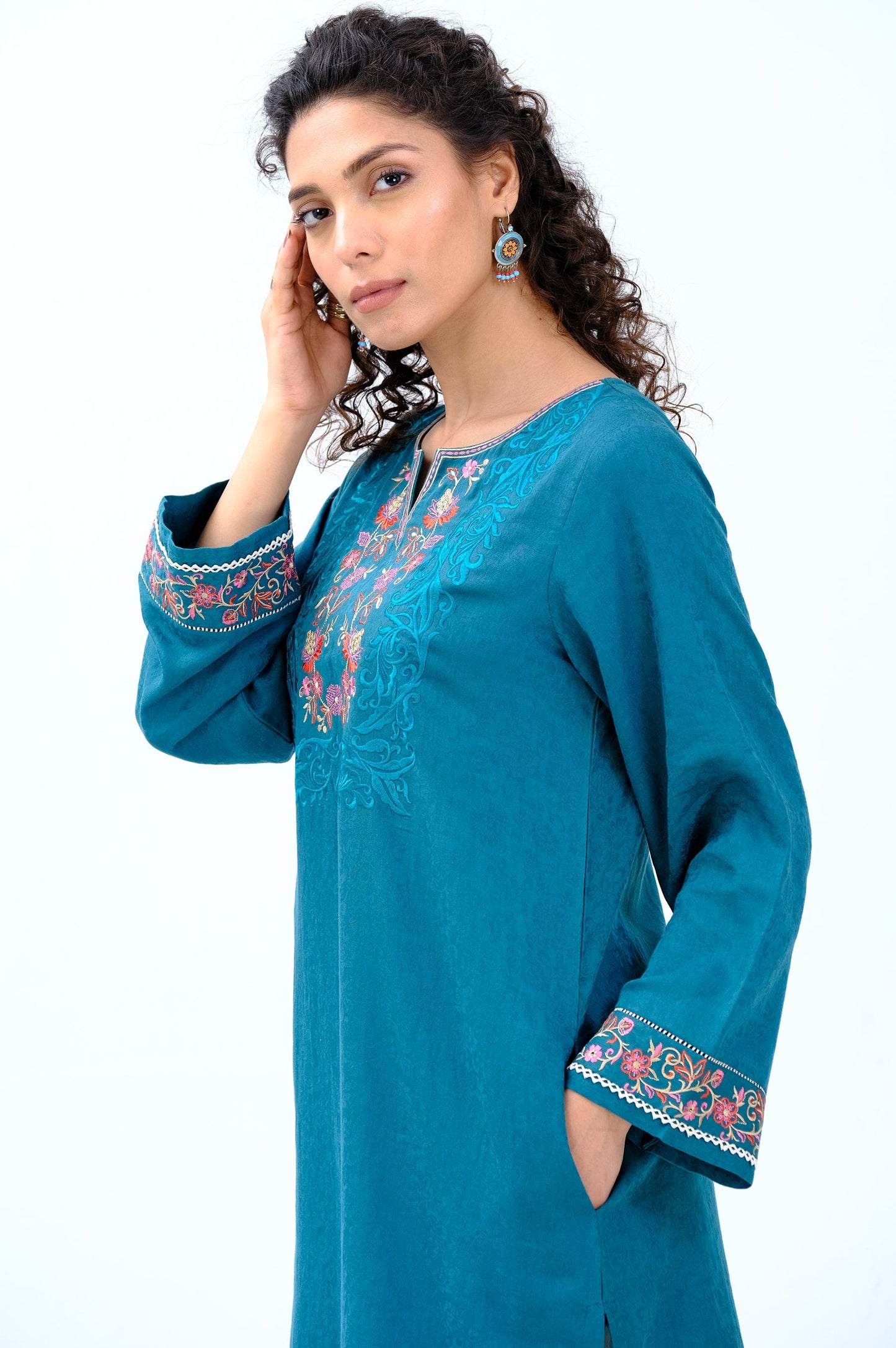 Stitched 1 piece Satin Jacquard Shirt