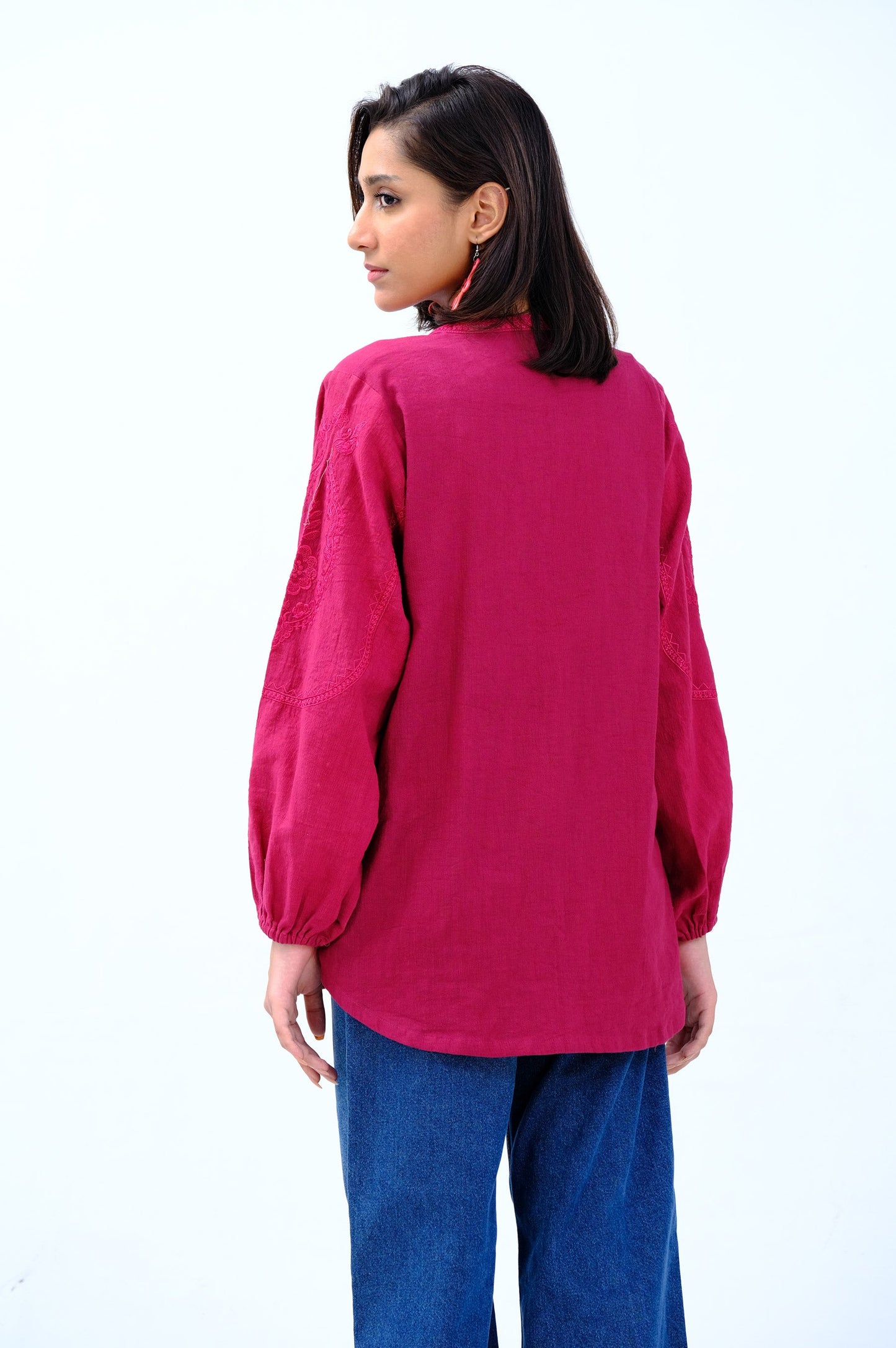 Stitched 1 Piece Embroidered Khaddar Fusion Top