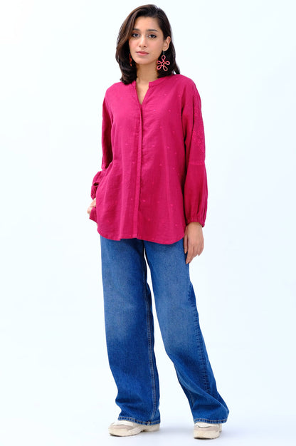 Stitched 1 Piece Embroidered Khaddar Fusion Top