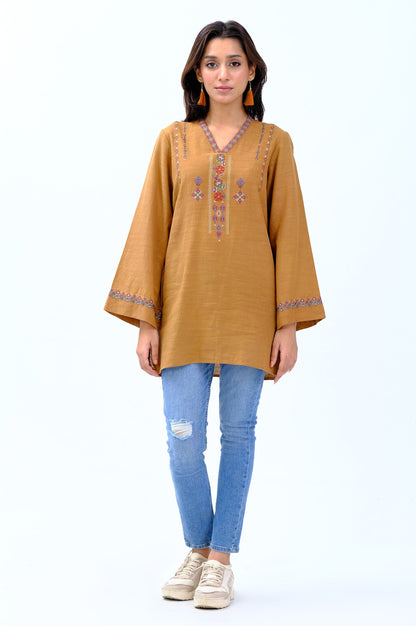 Stitched 1 Piece Embroidered Khaddar Fusion Top