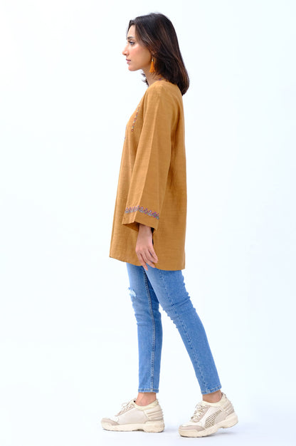 Stitched 1 Piece Embroidered Khaddar Fusion Top