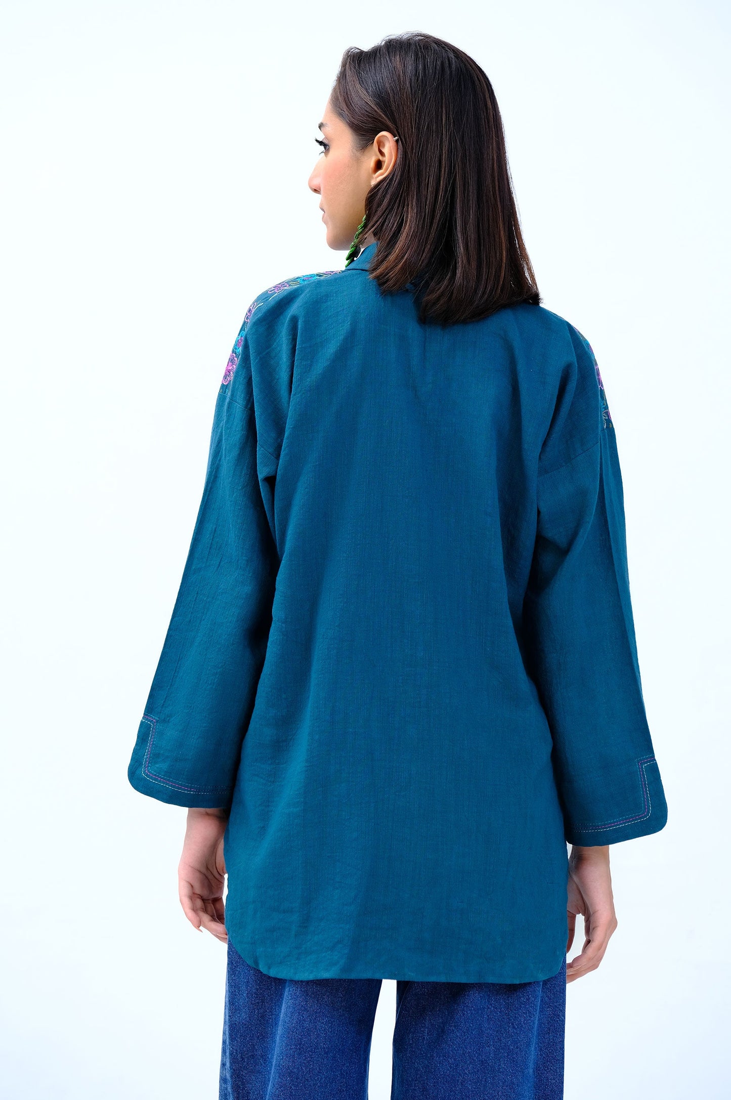 Stitched 1 Piece Embroidered Khaddar Fusion Top