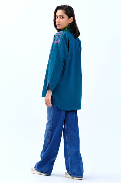 Stitched 1 Piece Embroidered Khaddar Fusion Top